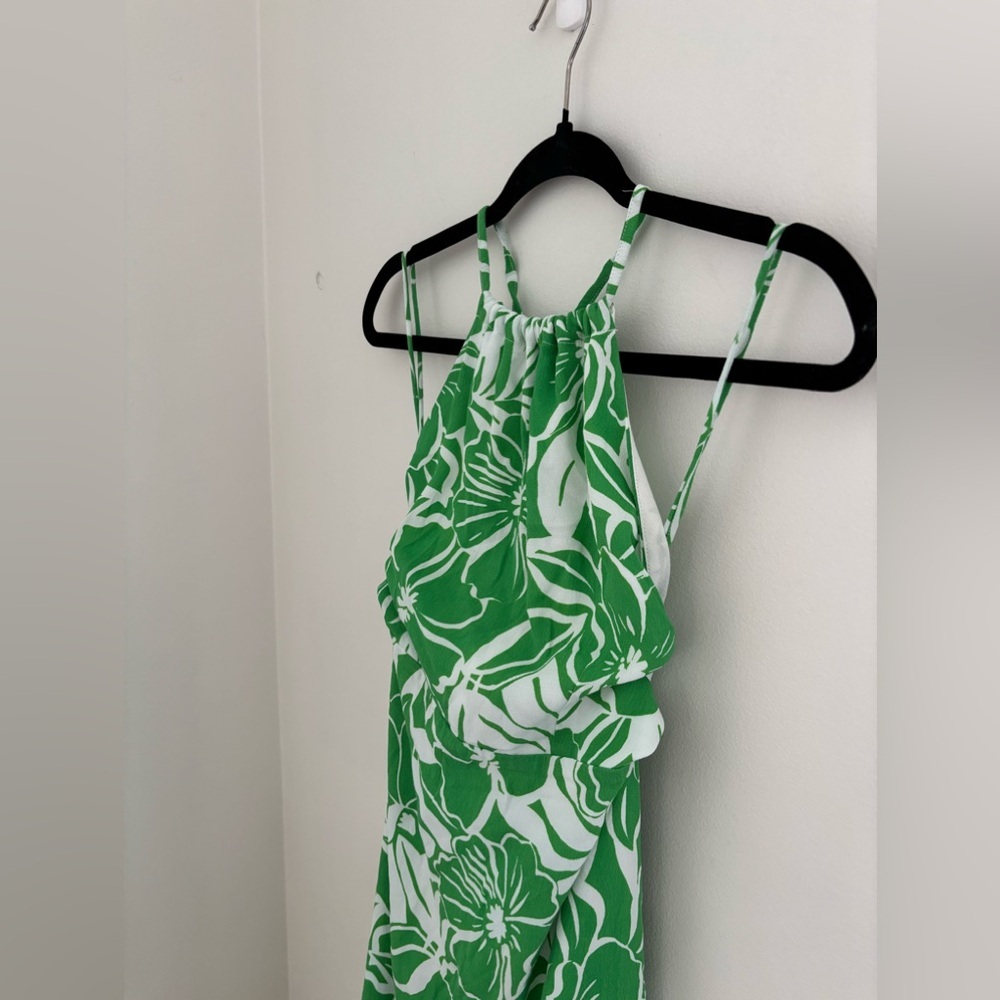 Revolve Green Tropical Pattern Midi Dress - Picture 5 of 13